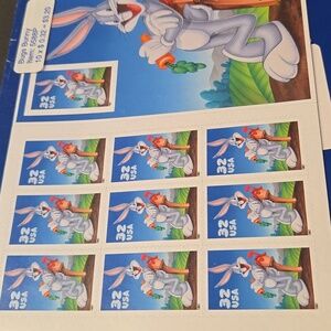 Vintage USPS Bugs Bunny Stamps In Original Plastic Ten 32 Cent Stamps 1997